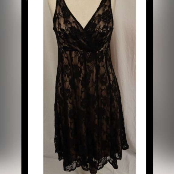 Glamour Dresses & Skirts - Glamour Black Lace Overlay Dress Y2